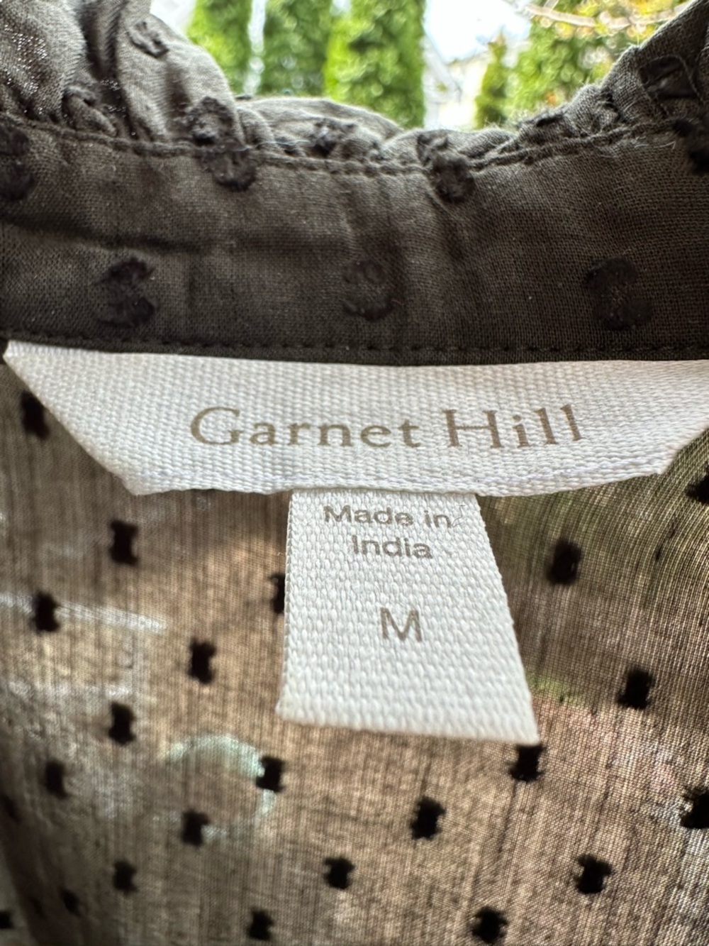 Garnet Hill Black Swiss Dot Sheer Blouse - Picture 3 of 4